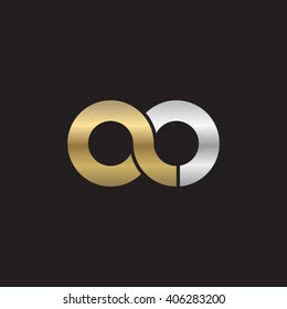 initial letter ao linked circle lowercase logo gold silver black background