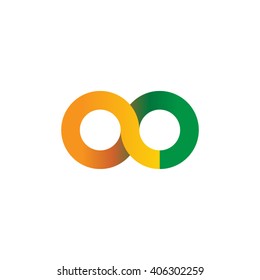 initial letter ao linked circle lowercase logo orange green