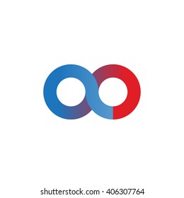initial letter ao linked circle lowercase logo blue red