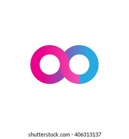 initial letter ao linked circle lowercase logo pink blue