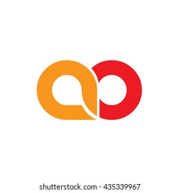 Initial Letter AO Linked Circle Lowercase Logo Orange Red