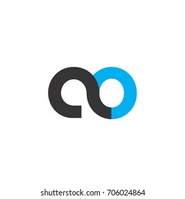 Initial Letter AO Linked Circle Lowercase Logo Black Blue Icon Design Template Element