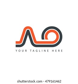 Initial Letter AO Linked Font Logo Orange Black