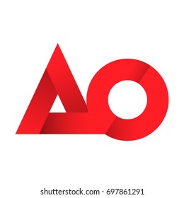 Initial letter AO logo design concept in professional red color