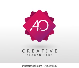 Initial letter AO Logo Design Template With Frame.