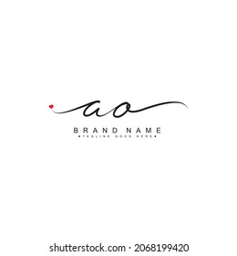 Initial Letter AO Logo - Hand Drawn Signature Logo