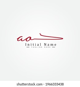 Initial Letter AO Logo - Handwritten Signature Logo