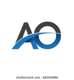 initial letter AO logotype company name colored blue and grey swoosh design. vector logo for business and company identity.
