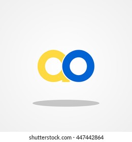 Initial letter AO lowercase logo design template yellow blue