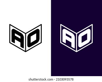 Initial letter AO minimalist and modern 3D logo design