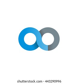 initial letter ao modern linked circle round lowercase logo blue gray