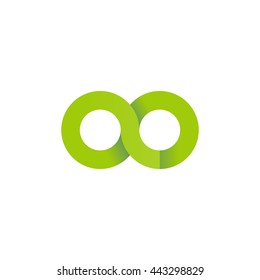 initial letter ao modern linked circle round lowercase logo green