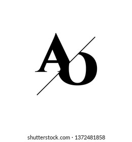 Initial Letter AO Monogram Sliced. Logo template isolated on white background