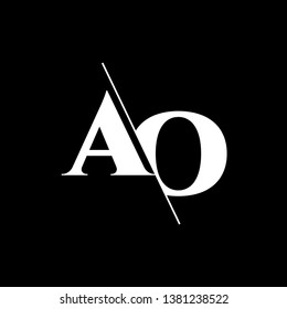 Initial Letter AO Monogram Sliced. Modern logo template isolated on black background