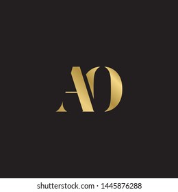 Initial letter ao a o  uppercase modern logo design template elements. Gold letter Isolated on black  background. Suitable for business, consulting group company.