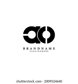 initial letter AO, OA logo design