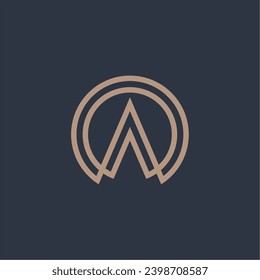 initial letter AO OA monogram line art alpha omega logo icon vector.