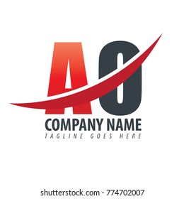 Initial Letter AO Overlapping Design Logo