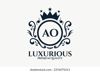 Initial Letter AO Royal Luxury Logo template in vector art for luxurious branding  vector illustration.
