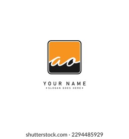 Initial Letter AO Vector Logo Template in handwritten Signature Style
