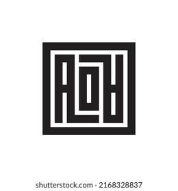 Initial letter AOA logo icon design, square shape monogram logo