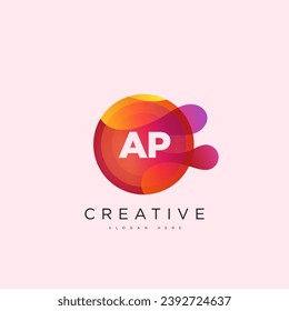 Initial letter AP 3D logo template colorful circle sphere design for business and company identity