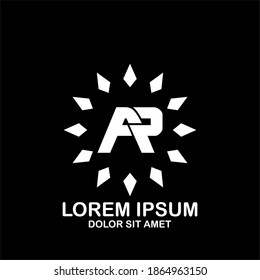 Initial letter AP or AR logo template in flat design monogram illustration