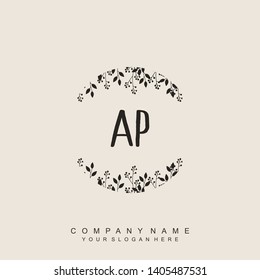 Initial letter AP beautiful handwriting logo vector template