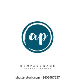 Initial letter AP beautiful handwriting logo vector template