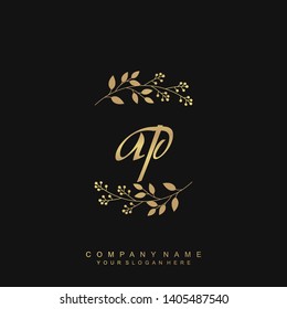 Initial letter AP beautiful handwriting logo vector template