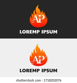 Initial Letter AP capital logo icon design template elements. Modern line logo with flame style. Can be used for business, company group, consulting, finance. Vector Illustration.