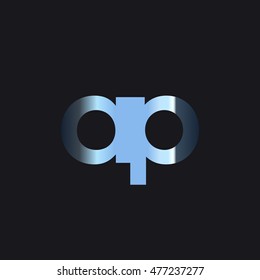 Initial letter AP chrome with dark background logo