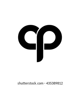 Initial Letter AP CP Linked Circle Lower-case Logo Black