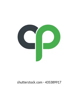 Initial Letter AP CP Linked Circle Lower-case Logo Black Green
