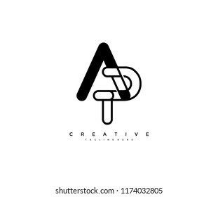 Initial Letter AP Linked Modern Monogram Shape Logotype