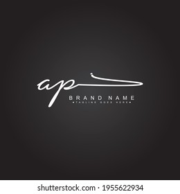 Initial Letter AP Logo - Handwritten Signature Style Logo