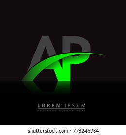 initial letter AP logotype company name colored green and black swoosh design. vector logo for business and company identity.

