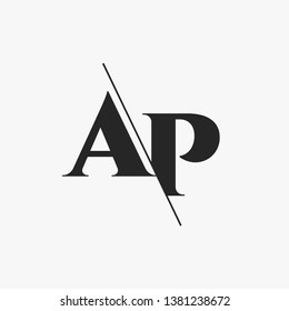 Initial Letter AP Monogram Sliced. Modern logo template isolated on gray background