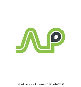 Initial Letter AP NP Linked Logo Green Black
