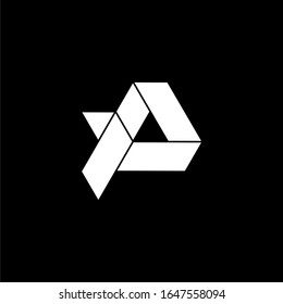 Initial letter AP or PA logo template with geometric 3d low poly illustration in flat design monogram symbol