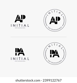 Initial letter AP PA logo design Simple isolated on white Background. Usable for Business and Branding Logos.