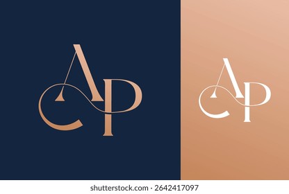 Letra inicial AP PA logotipo design vetor ilustração para casal, casamento e negócios