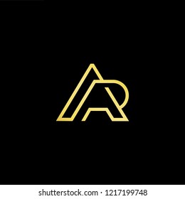 Initial letter AP PA minimalist art logo, gold color on black background.