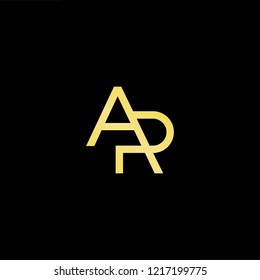 Initial letter AP PA minimalist art logo, gold color on black background.