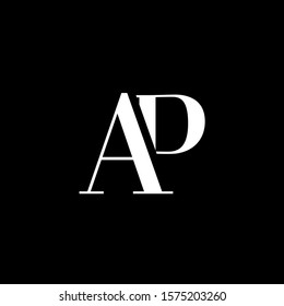 Initial letter AP uppercase modern logo design template elements. White letter Isolated on black background. Suitable for business, consulting group company.