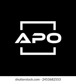 Initial letter APO logo design. APO logo design inside square.