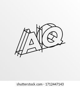 Initial Letter AQ with Architecture Graphic Logo Design