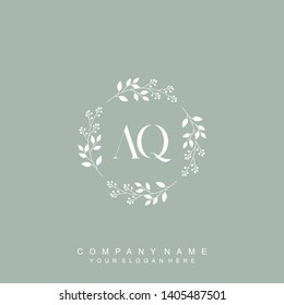 Initial letter AQ beautiful handwriting logo vector template