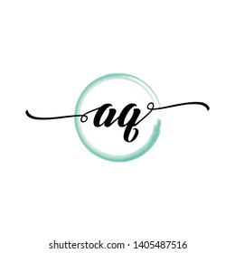 Initial letter AQ beautiful handwriting logo vector template