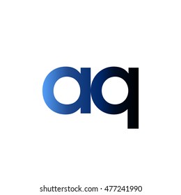 Initial letter AQ blue black gradation color logo